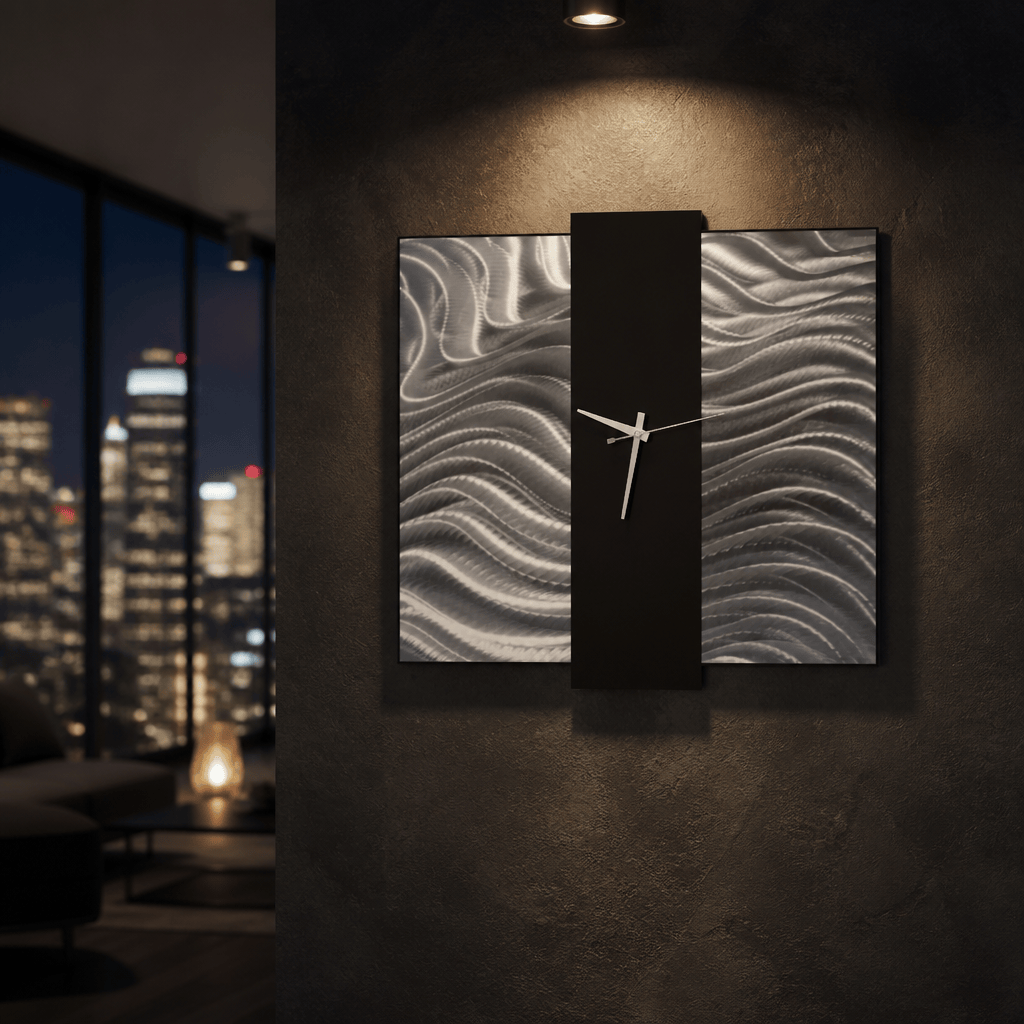Midnight Current - Metal Wall Clock 24"x24"