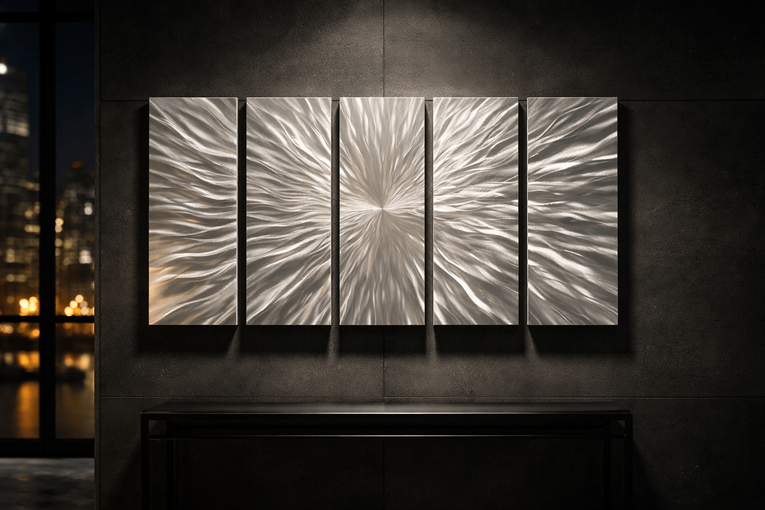 (Radiant Convergence) - 5-Panel Metal Wall Art 24"x64"