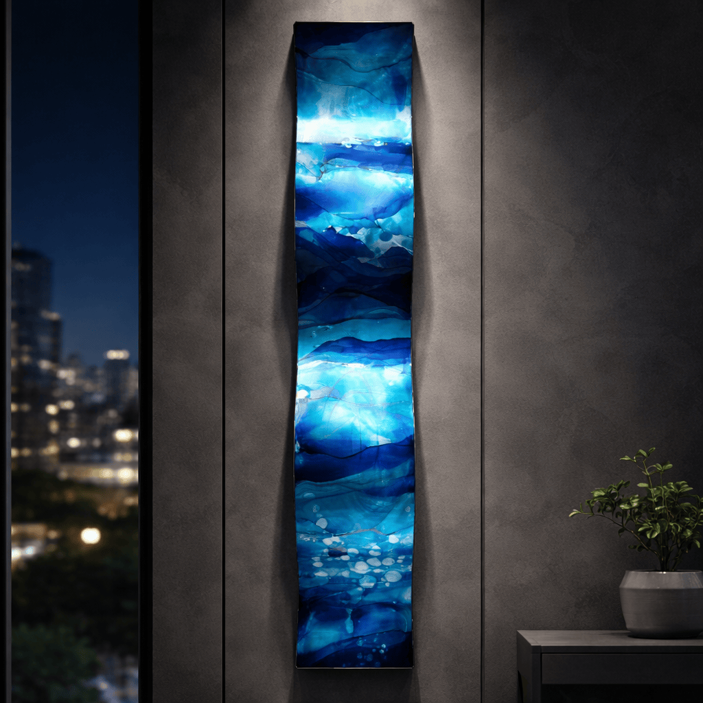Luminous Deep - Metal Wave Wall Art 6"x46" (wav448)