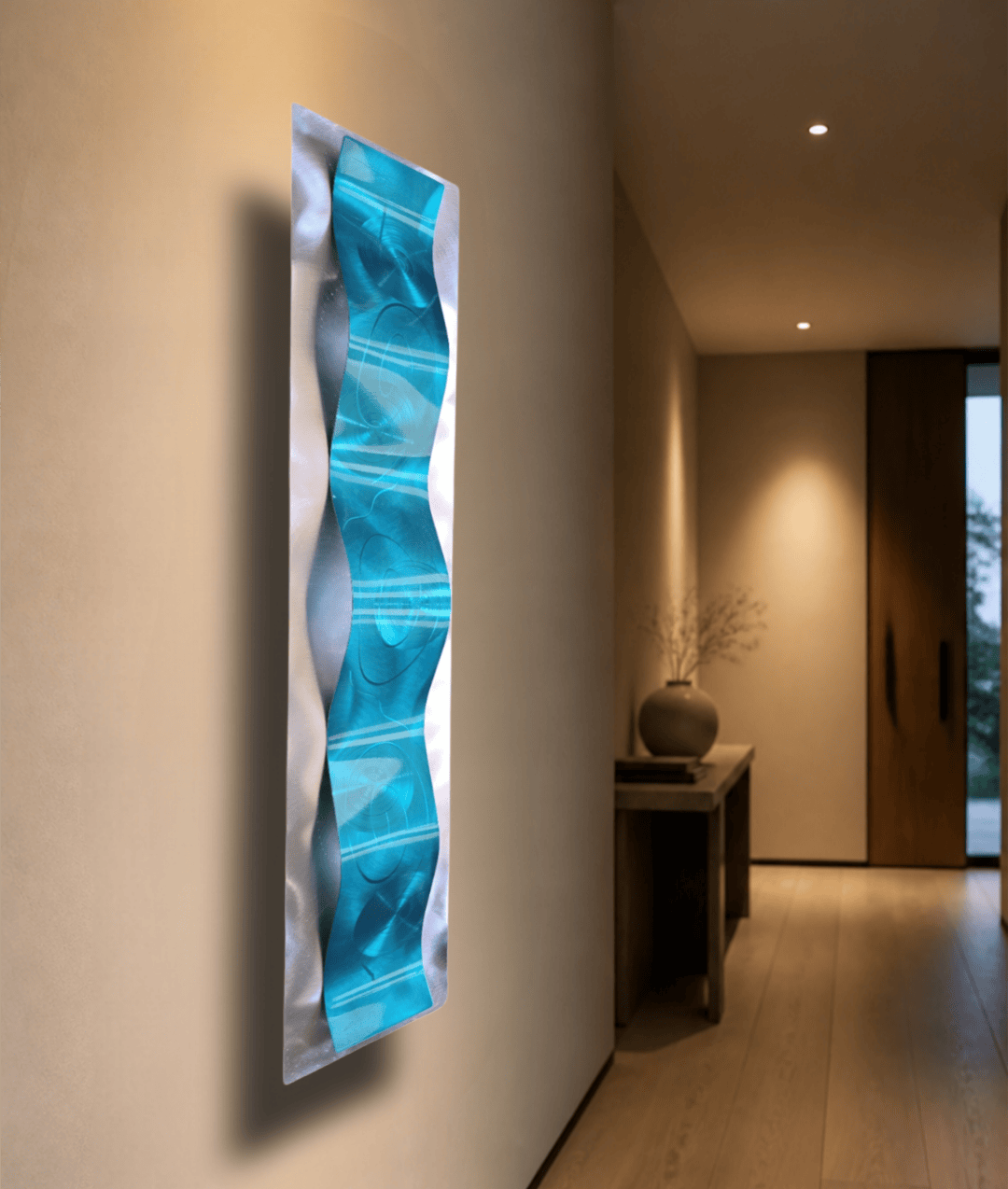 Lagoon Pulse - Metal Wave Wall Art 10"x46"