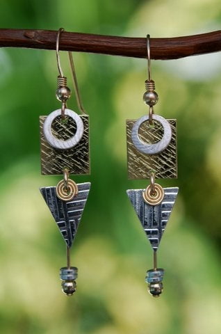 Architectural Elements Dangle Earrings 1.5"