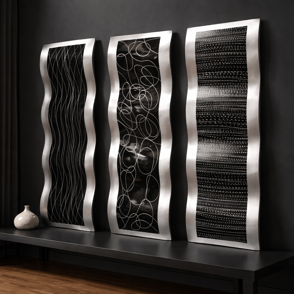 Midnight Current - Metal Wall Art Triptych 10"x32" (each)
