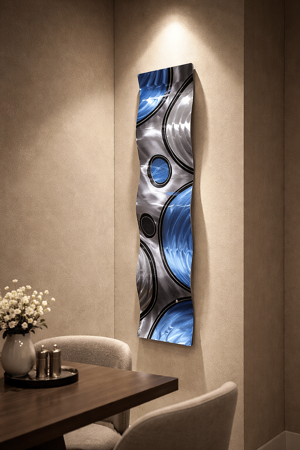 Azure Orbits - Metal Wave Art 10"x46"