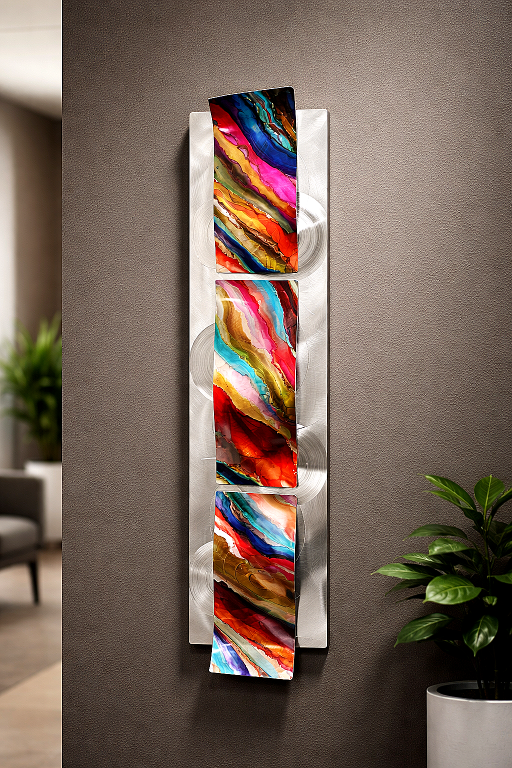 Vibrant Journey - Metal Wave Art 10"x46"