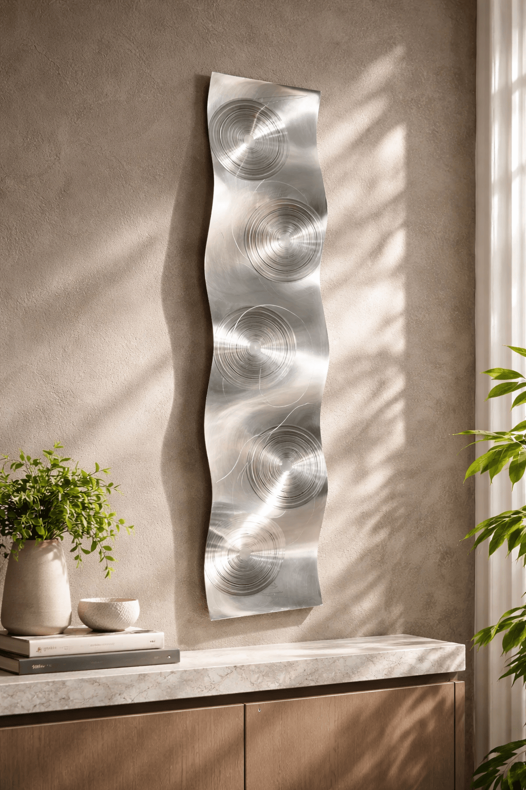 Spiral Resonance - Metal Wave Wall Art 10"x46"