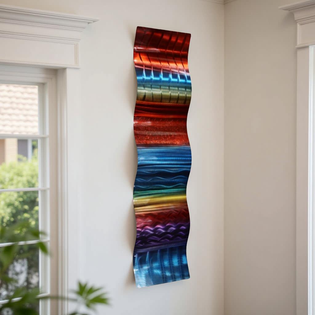 Luminous Tides - Metal Wave Art 46"x10"
