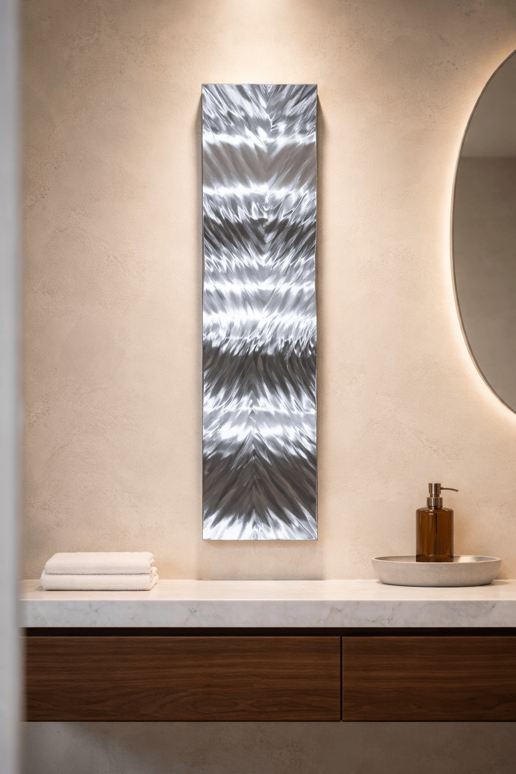 Silver Convergence - Metal Wall Art 10"x46"