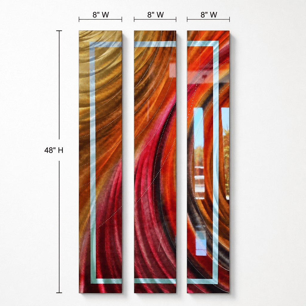 The Wildfire - 3-Panel Metal Wall Art 8"x48" (each)