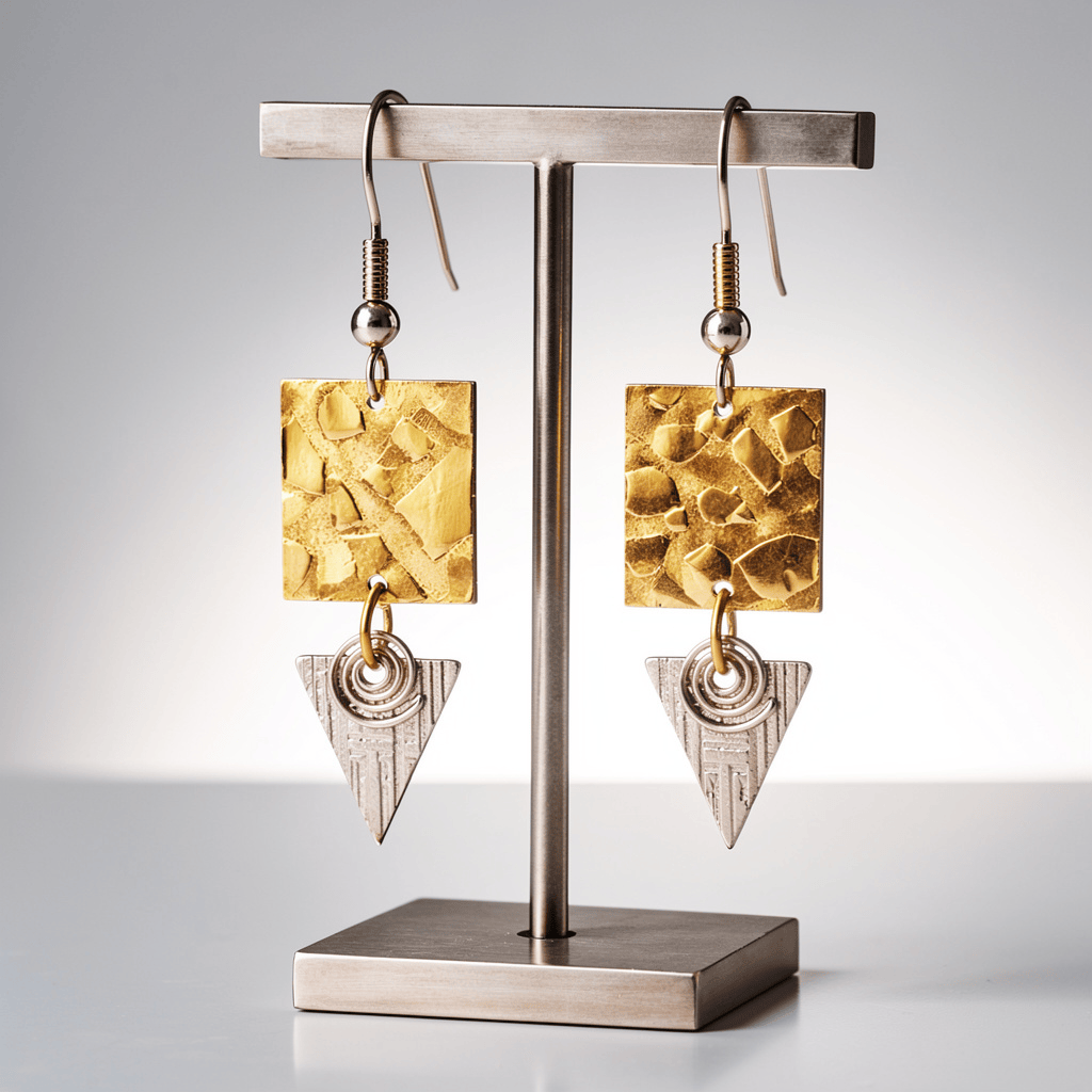 Golden Artifact Earrings 1.75"