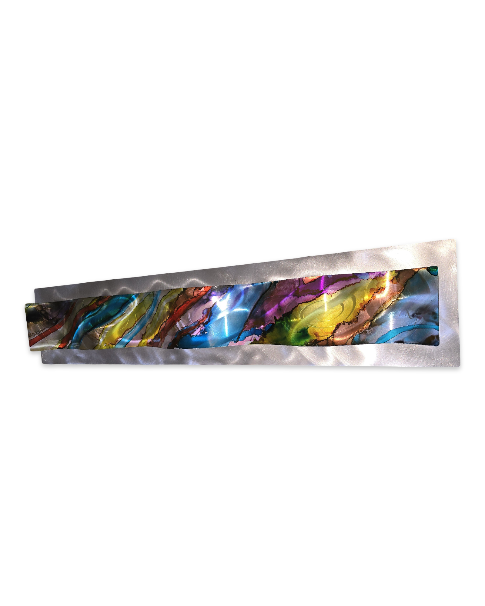 Rainbow Drift - Metal Wave Wall Art 47"x10"