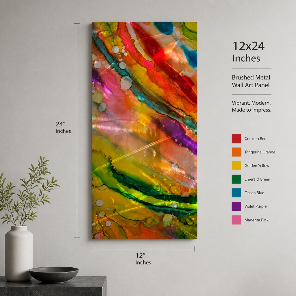 Radiant Cascade - Metal Wall Art 12"x24"