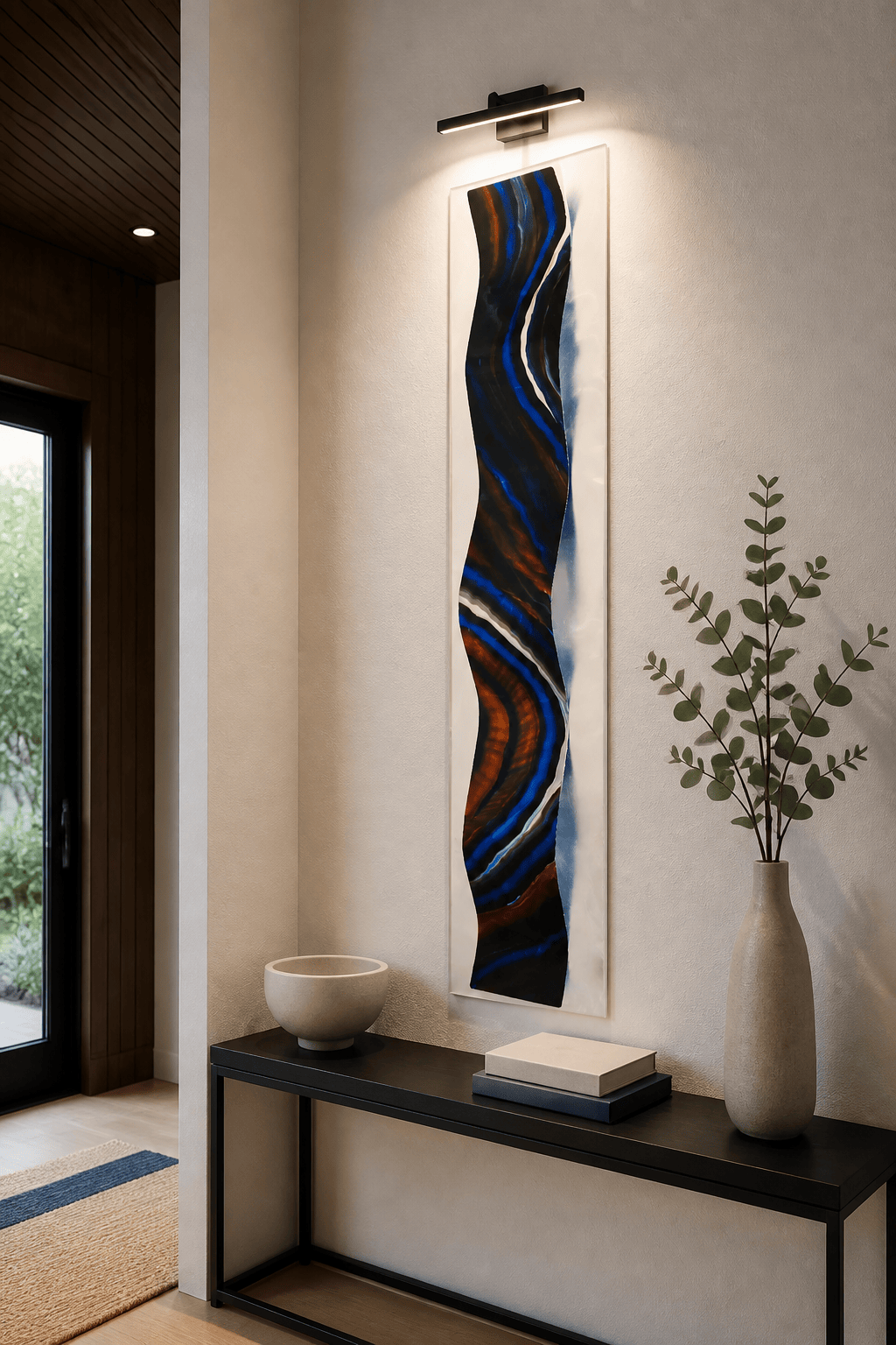 Midnight Indigo - Metal Wave Wall Art 10"x47"