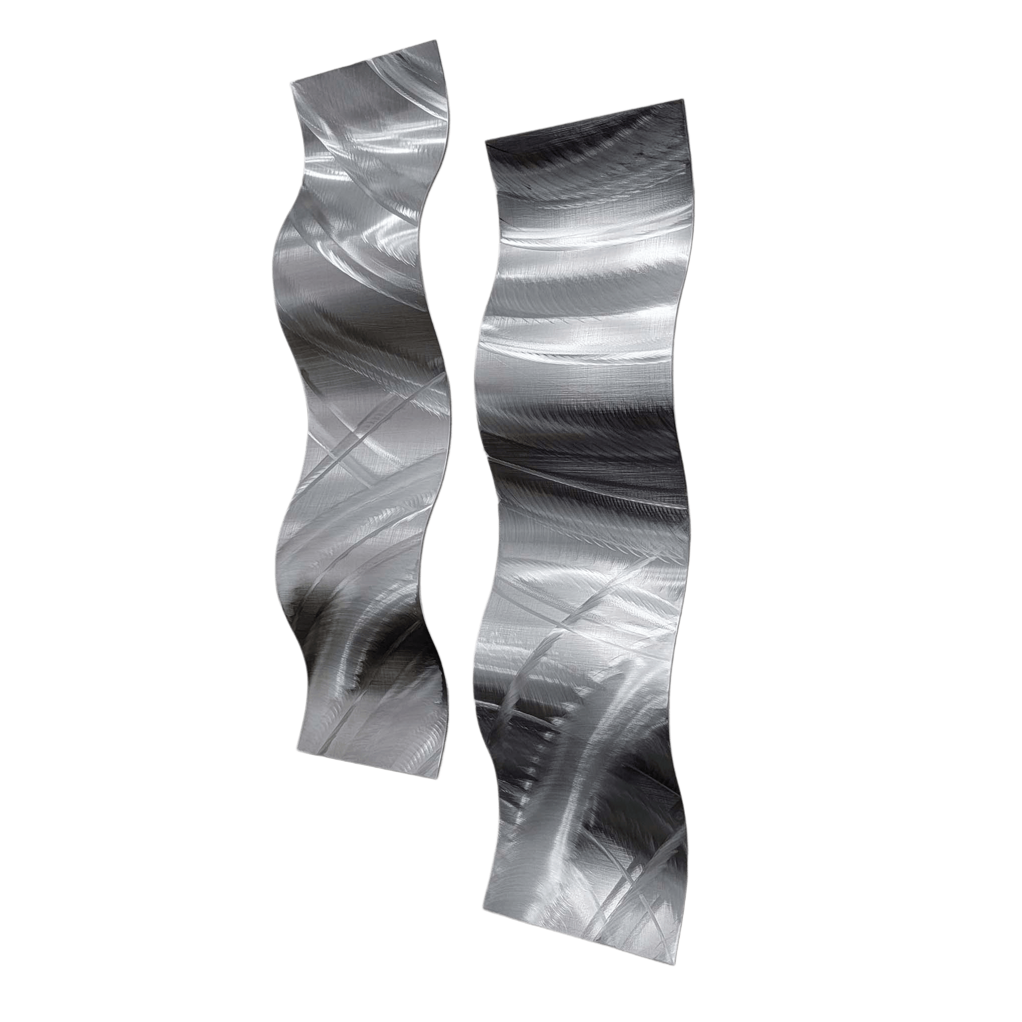 Silver Drift - Metal Wave Wall Art Set of 2 (6"x24" each) (gem w 36)