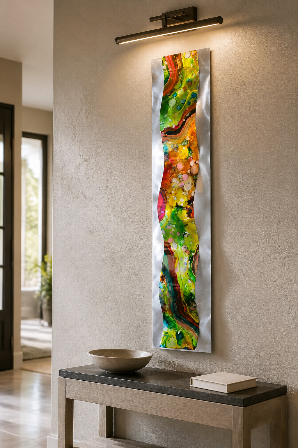 Tropical Surge - One of a Kind - Metal Wave Wall Art 10"x46"