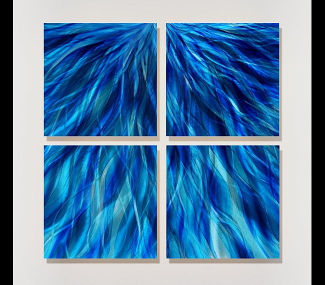 Azure Meditation - 4-Piece Metal Wall Art 12"x12"