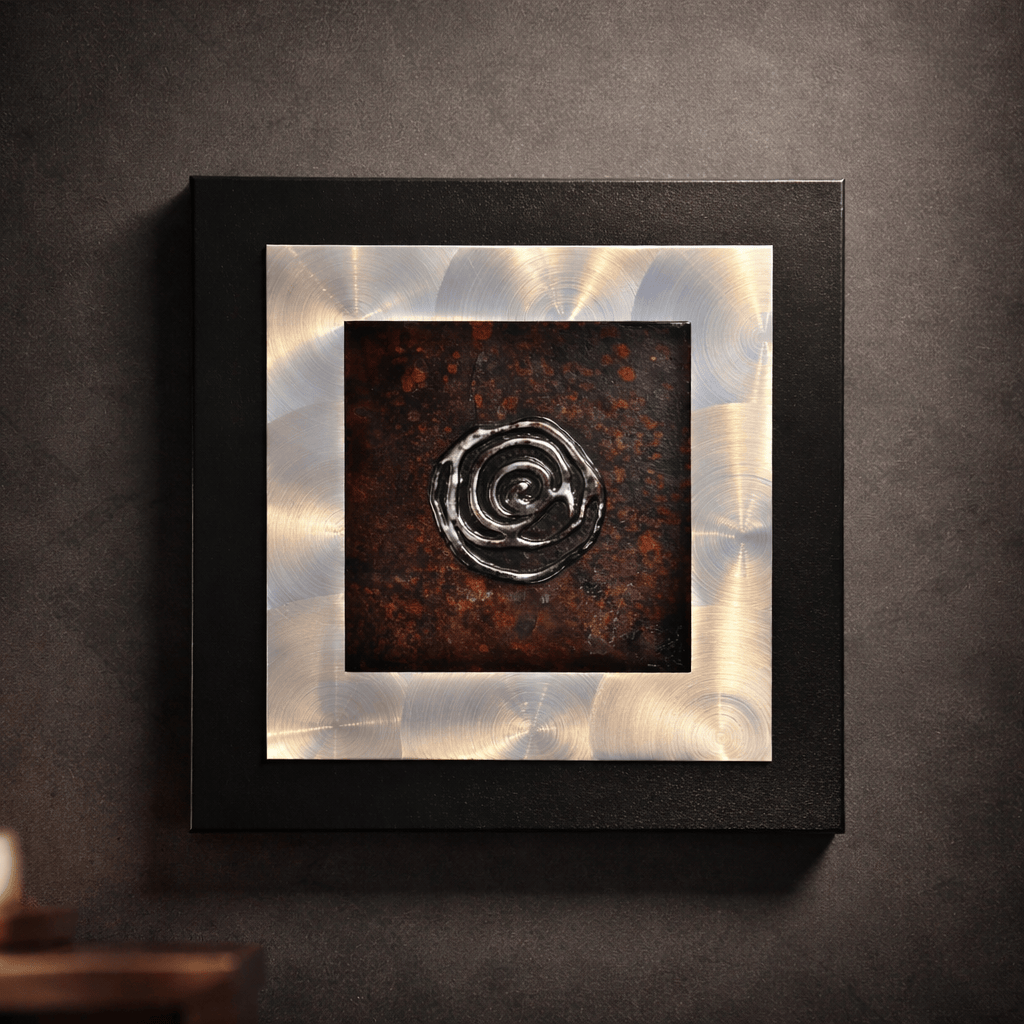 Ancient Spiral - Mixed Media Metal Wall Art 12"x12"
