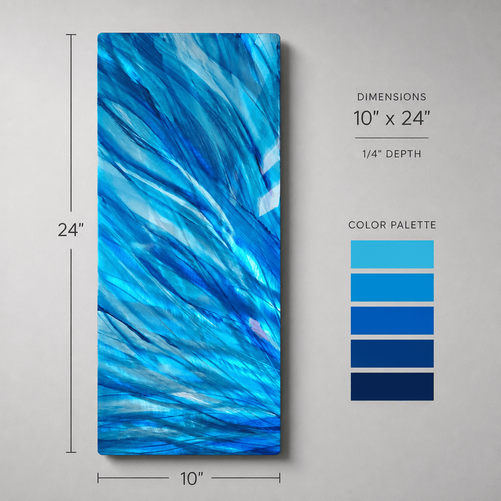 Azure Flow - Metal Wall Art 10"x24"