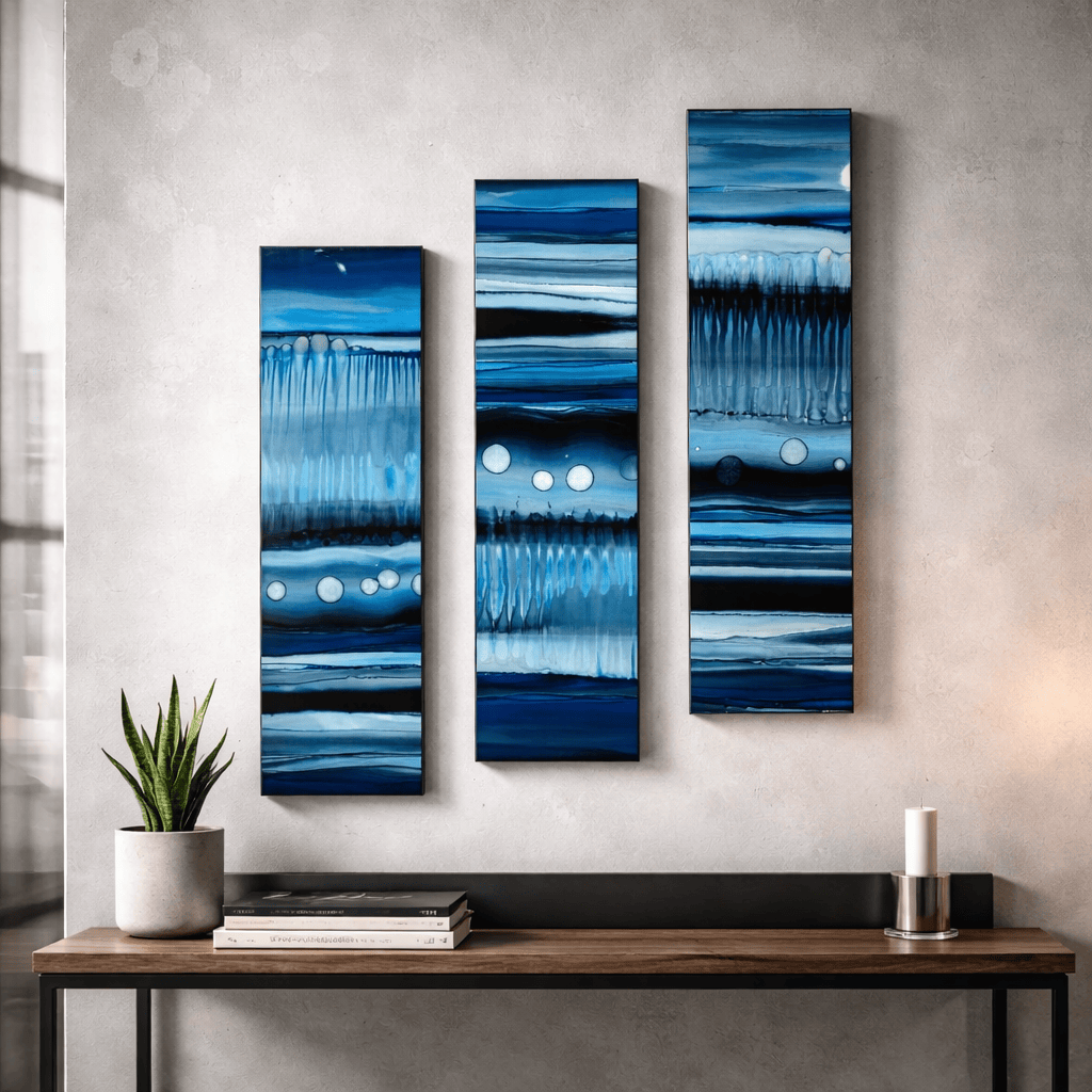 Deep Tide Trilogy - 3-Panel Metal Wall Art 6"x24" (p22)