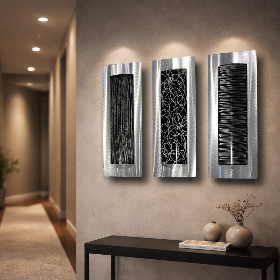 Silent Rhythm - Metal Wall Art Triptych 11"x24" (each)