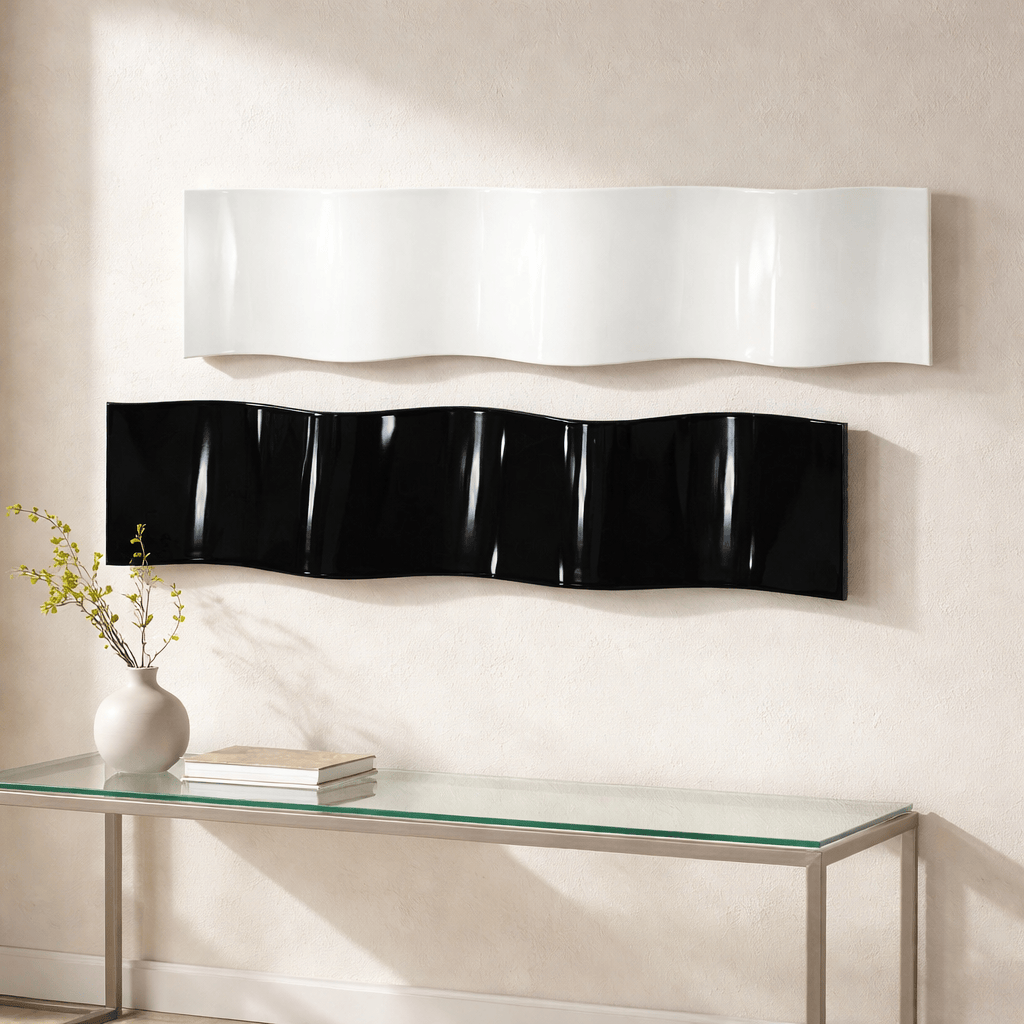Ebony and Ivory - Metal Wave Wall Art Set 10"x46" Each