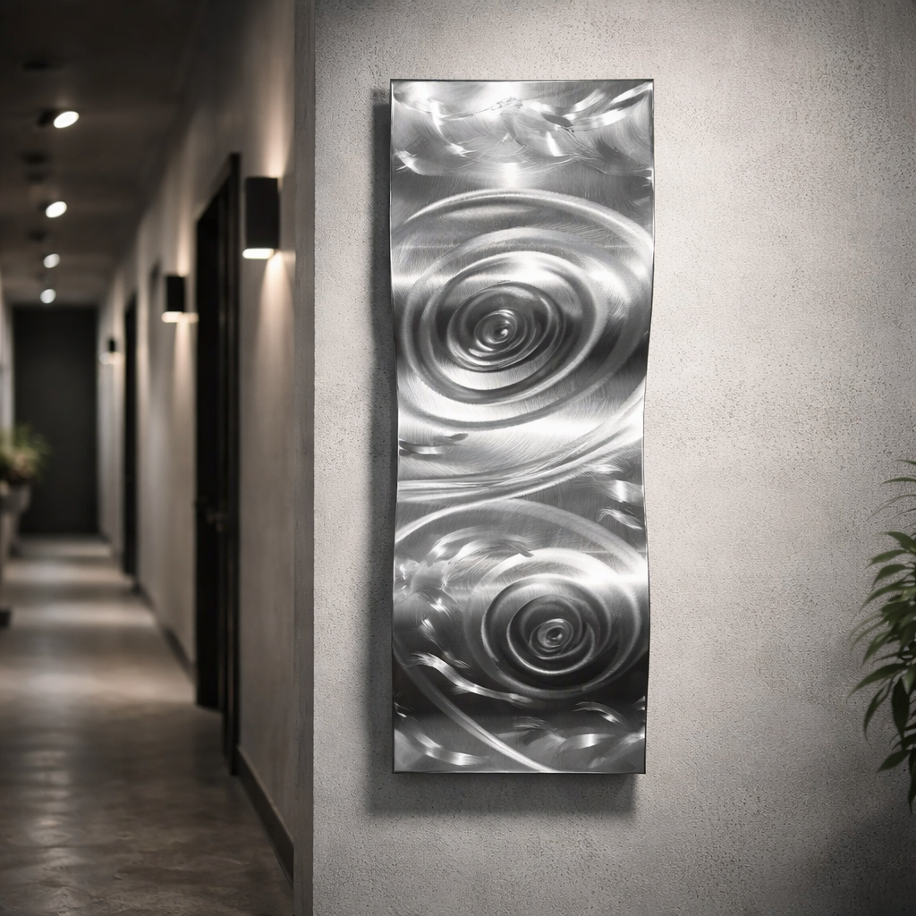 Twin Vortex - Metal Wave Wall Art 12"x24"