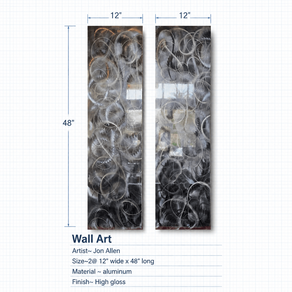 Dual Currents - Metal Wall Art 2-Panel Set 12"x48"