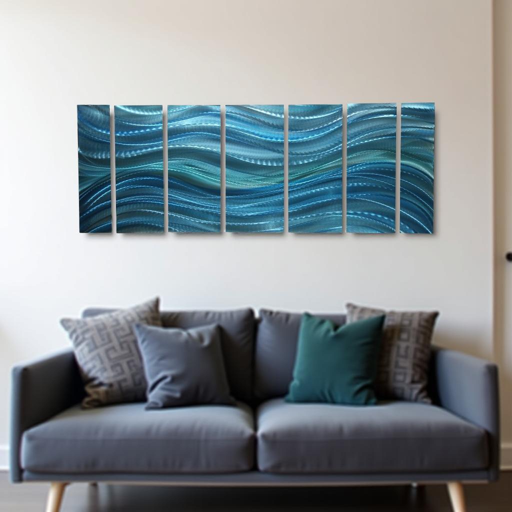 Peaceful Currents - 7-Panel Metal Wall Art 68"x24"