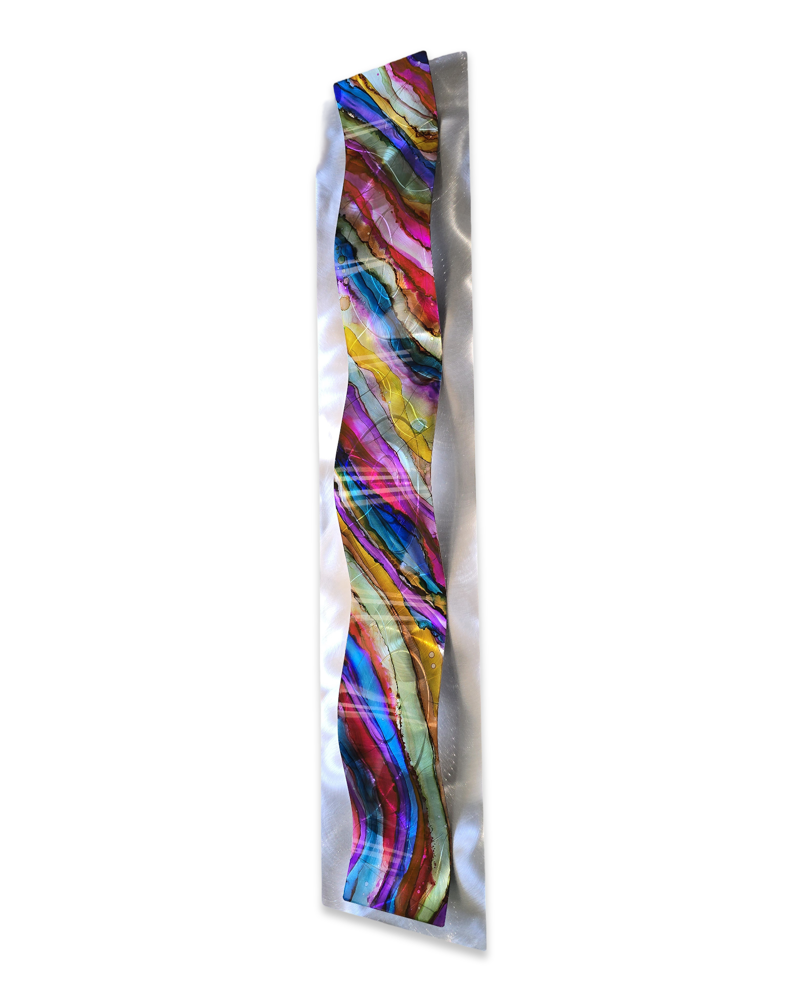 Rainbow Drift - Metal Wave Wall Art 47"x10"