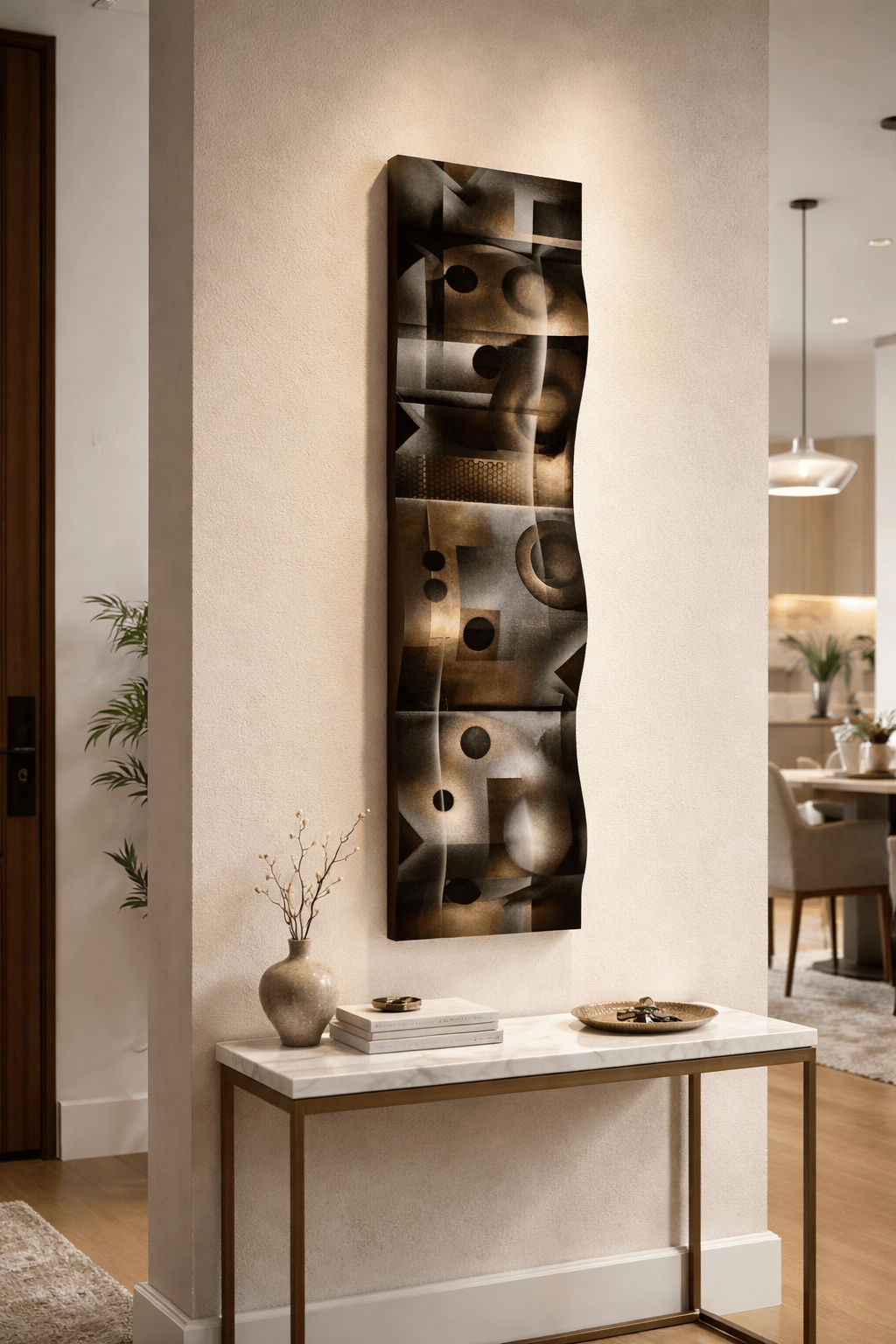 Abstract Dimensions - Metal Wave Art 10"x46"