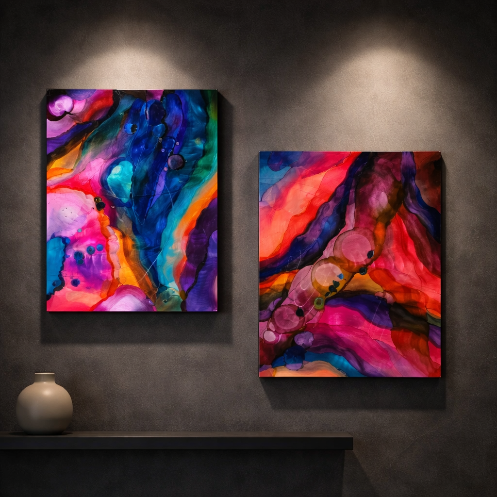 Ember Flow - Metal Wall Art Diptych 15"x20" Each Panel