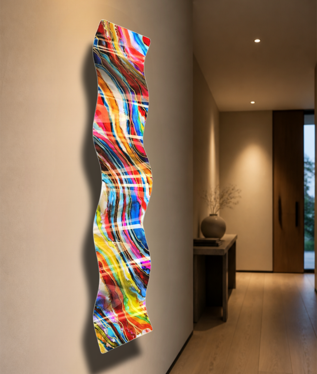 Molten Drift - Metal Wave Wall Art 46"x10"