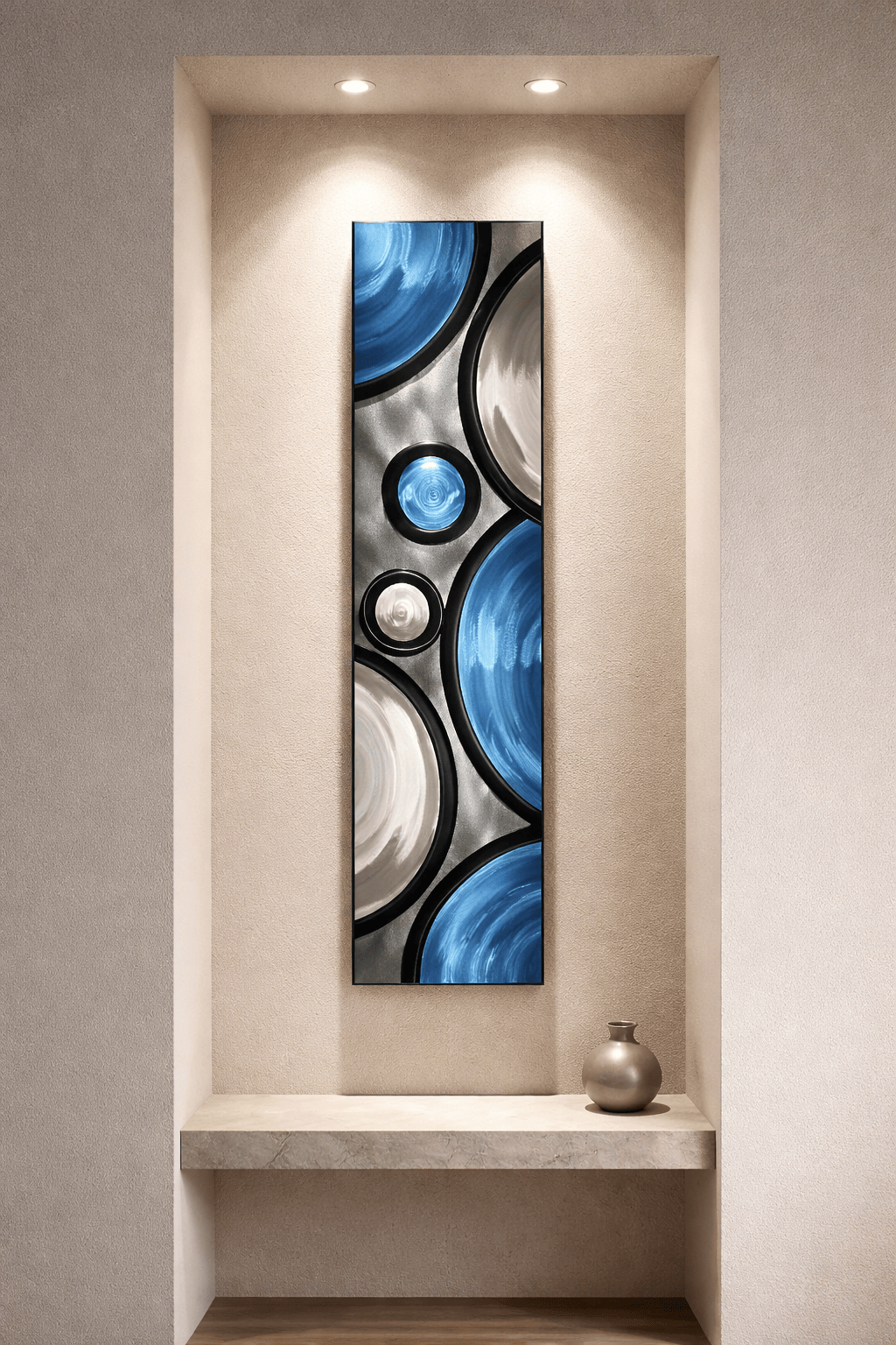 Azure Orbits - Metal Wave Art 10"x46"