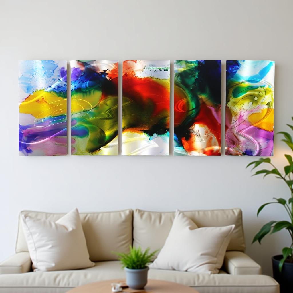 Ethereal Bloom - Multi-Panel Metal Wall Art 64"x24"