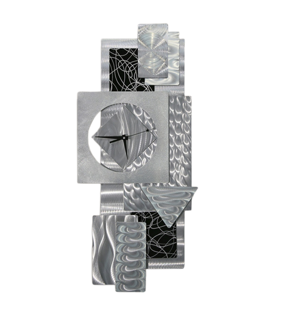 Silent Geometry - Metal Wall Clock 12"x36" (reunited)