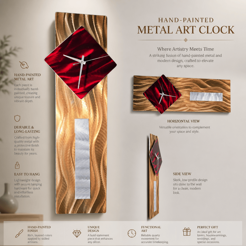 Crimson Tide - Metal Wall Clock 8"x24"