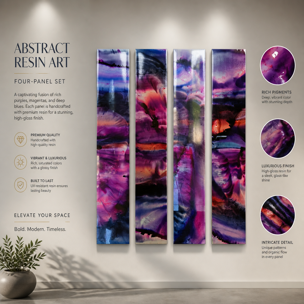 The Violet Hour - 4-Panel Metal Wall Art 8"x48" (each)