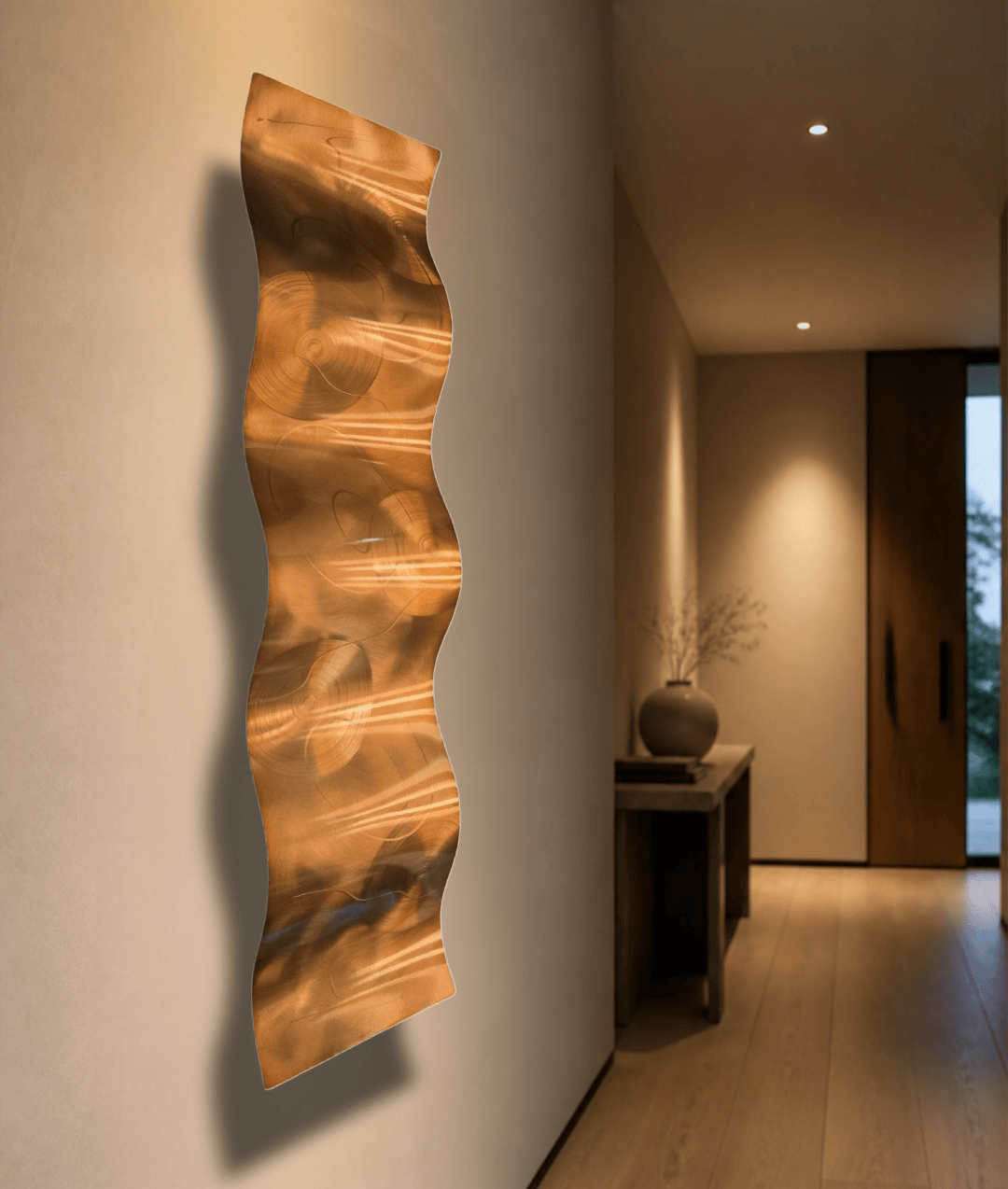 Copper Drift - Metal Wave Wall Art 46"x10"