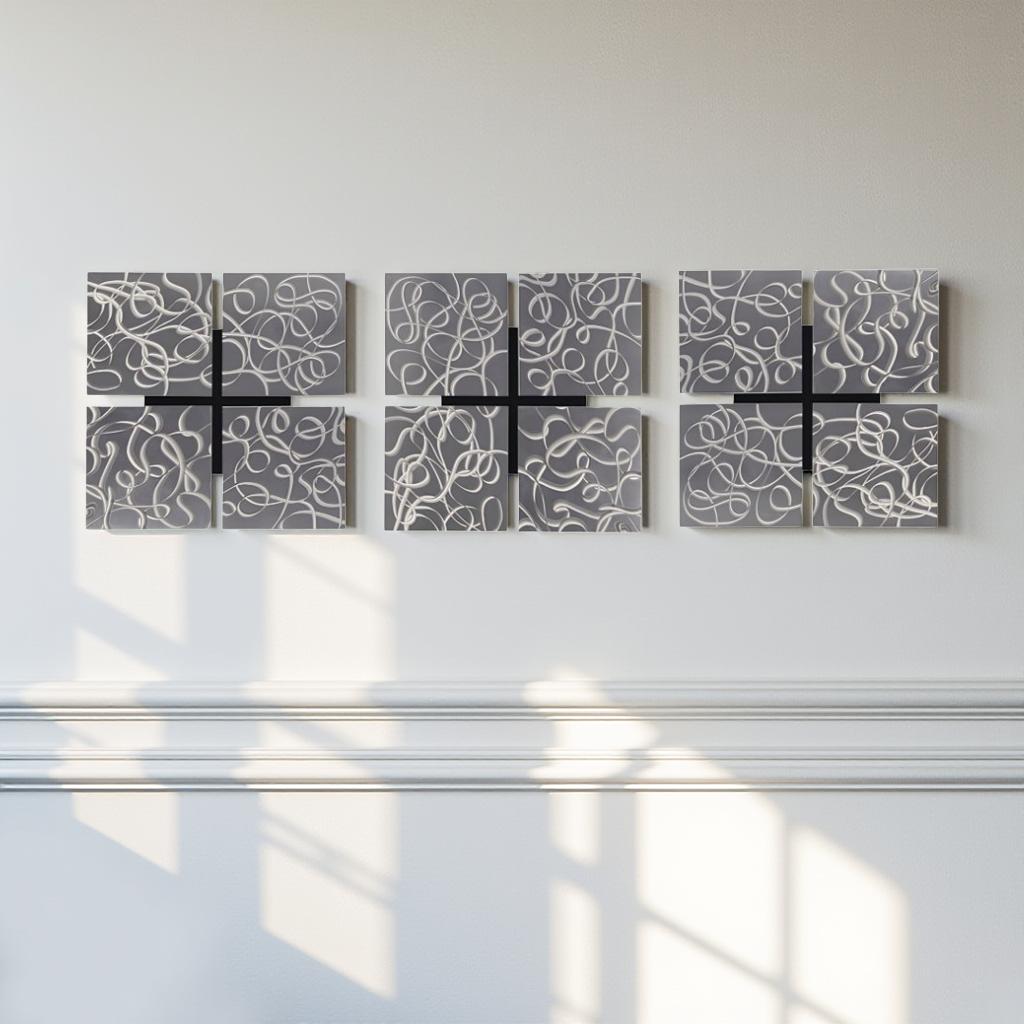 Infinite Flow - 3-Piece Metal Wall Art Set 12"x12"