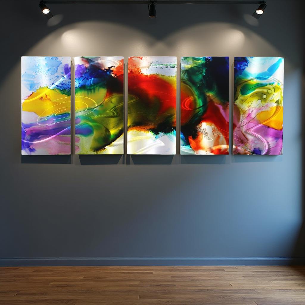 Ethereal Bloom - Multi-Panel Metal Wall Art 64"x24"