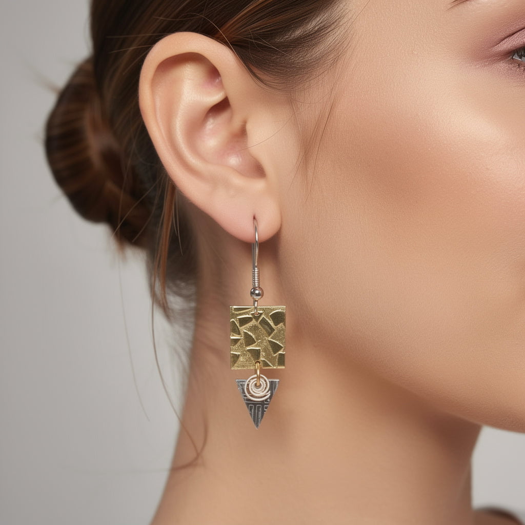 Golden Artifact Earrings 1.75"