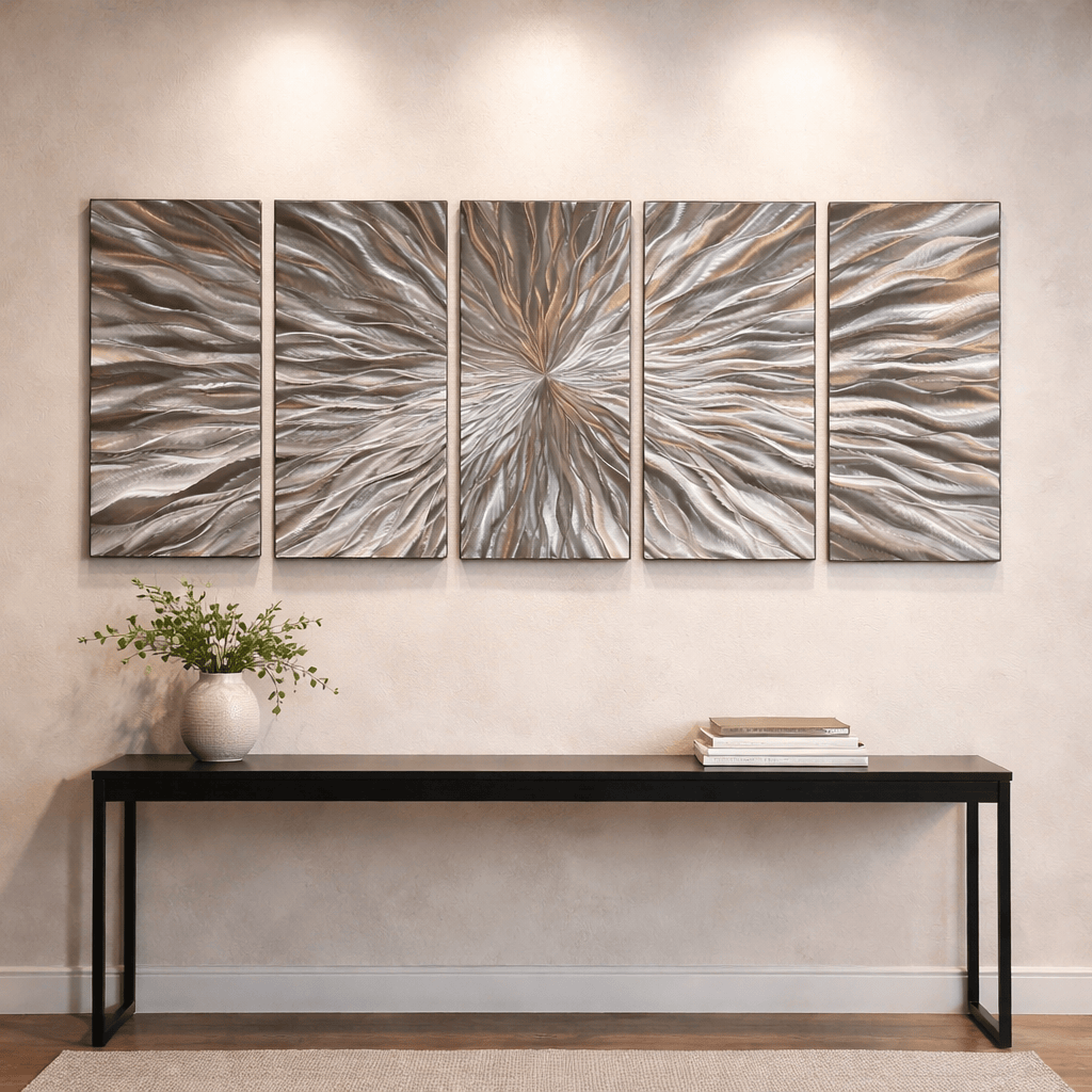 (Radiant Convergence) - 5-Panel Metal Wall Art 24"x64"