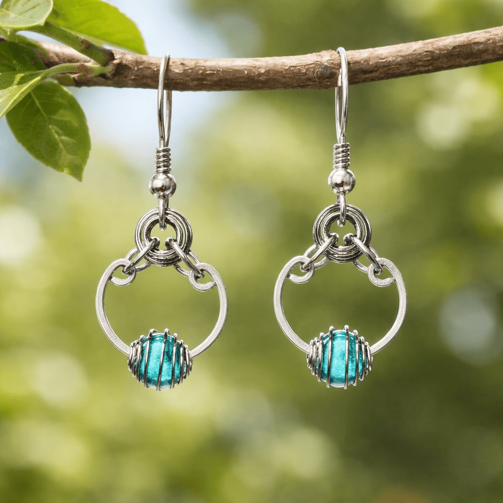 Aqua Serenity Orb Earrings - 1"