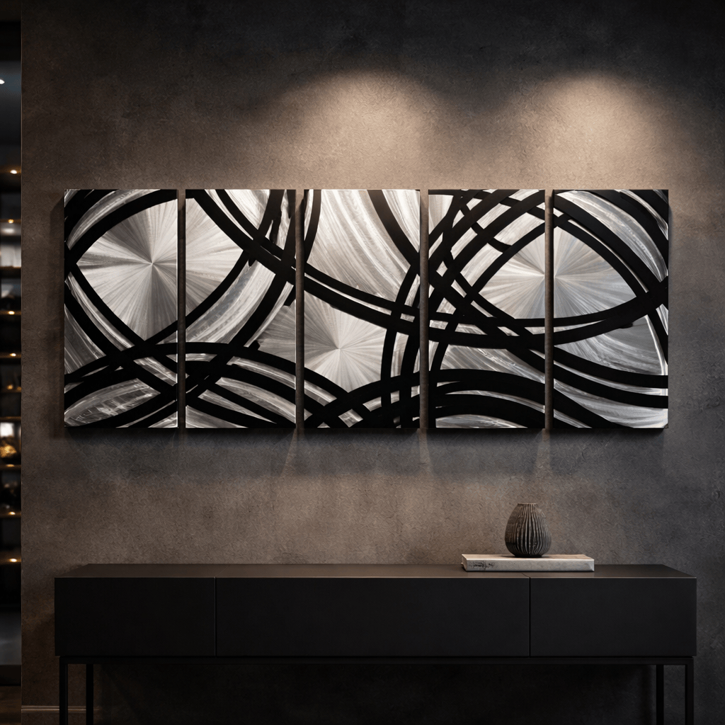 Orbital Weave - 5-Panel Metal Wall Art 64"x24"