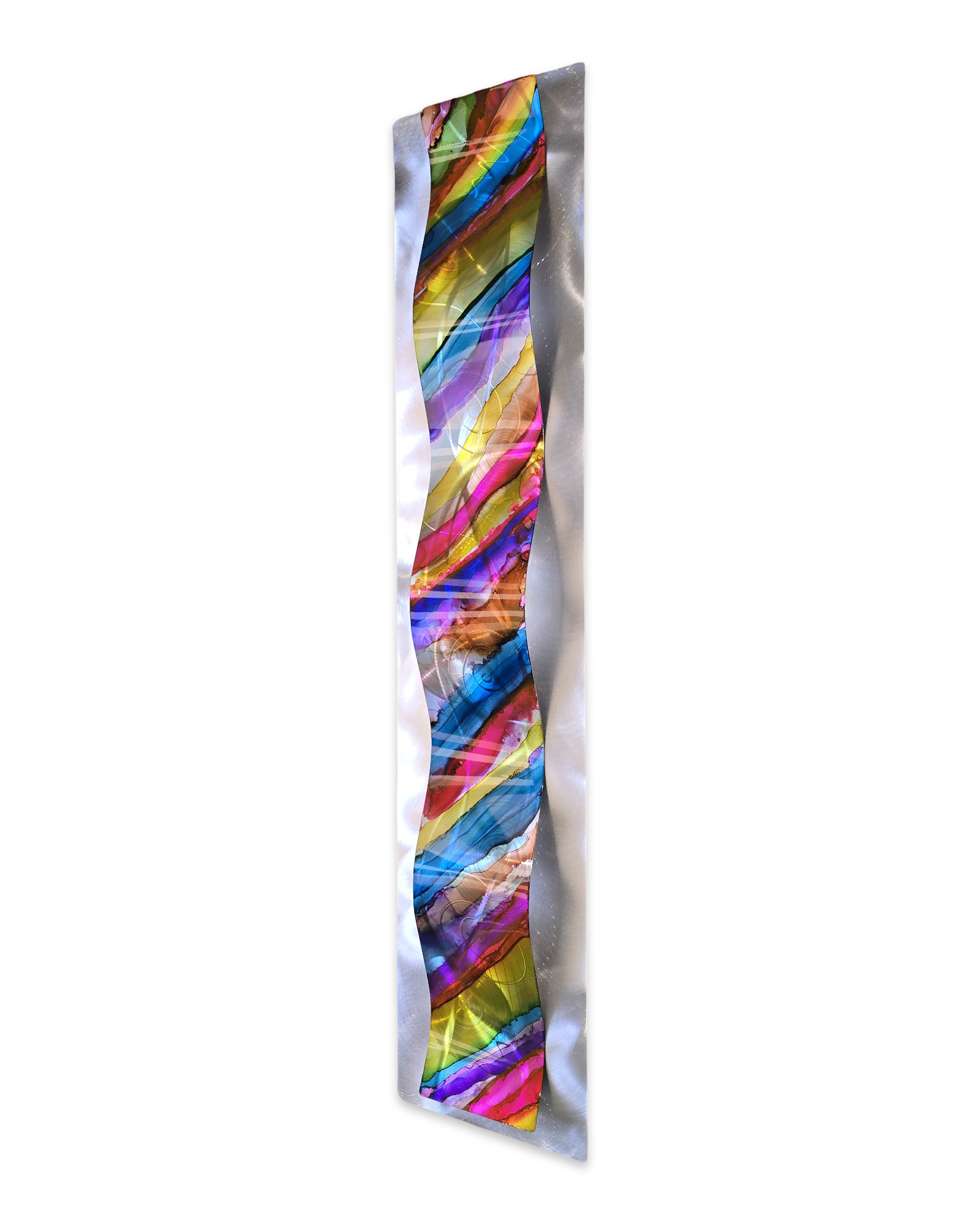 Rainbow Drift - Metal Wave Wall Art 47"x10"