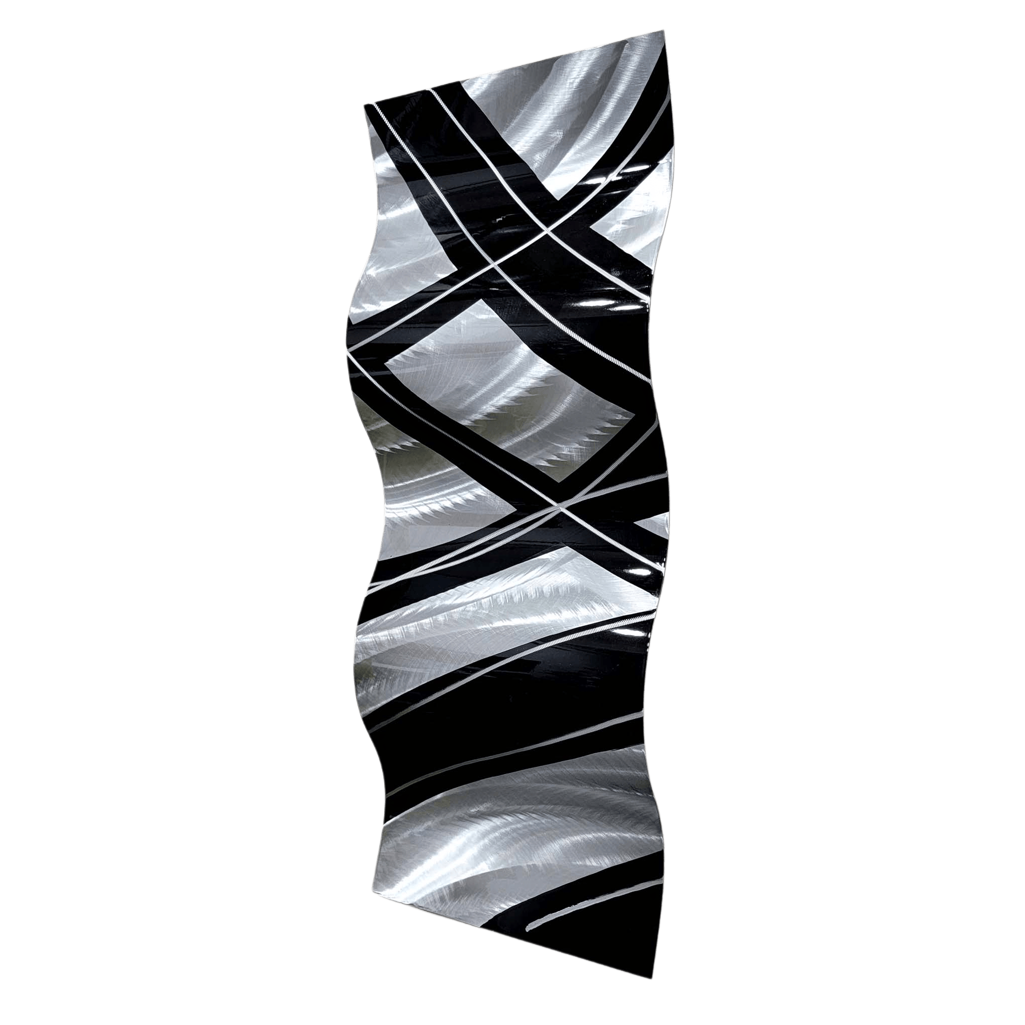 Silver Lattice Wave - Metal Wall Art 9"x23" gem w28
