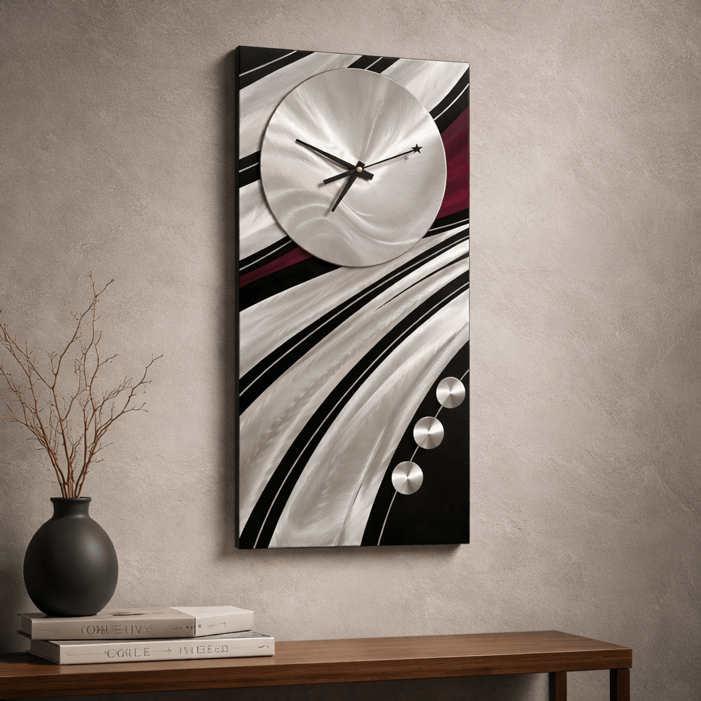 Crimson Eclipse - Metal Wall Clock 12"x24"