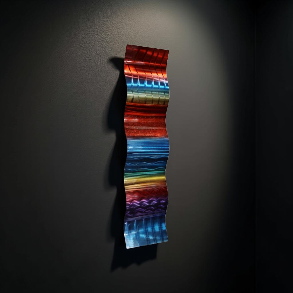 Luminous Tides - Metal Wave Art 46"x10"