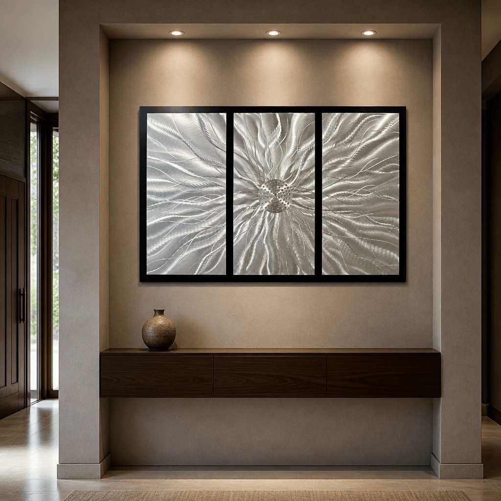 The Emanation - Three-Panel Brushed Aluminum Wall Art 27"x40"
