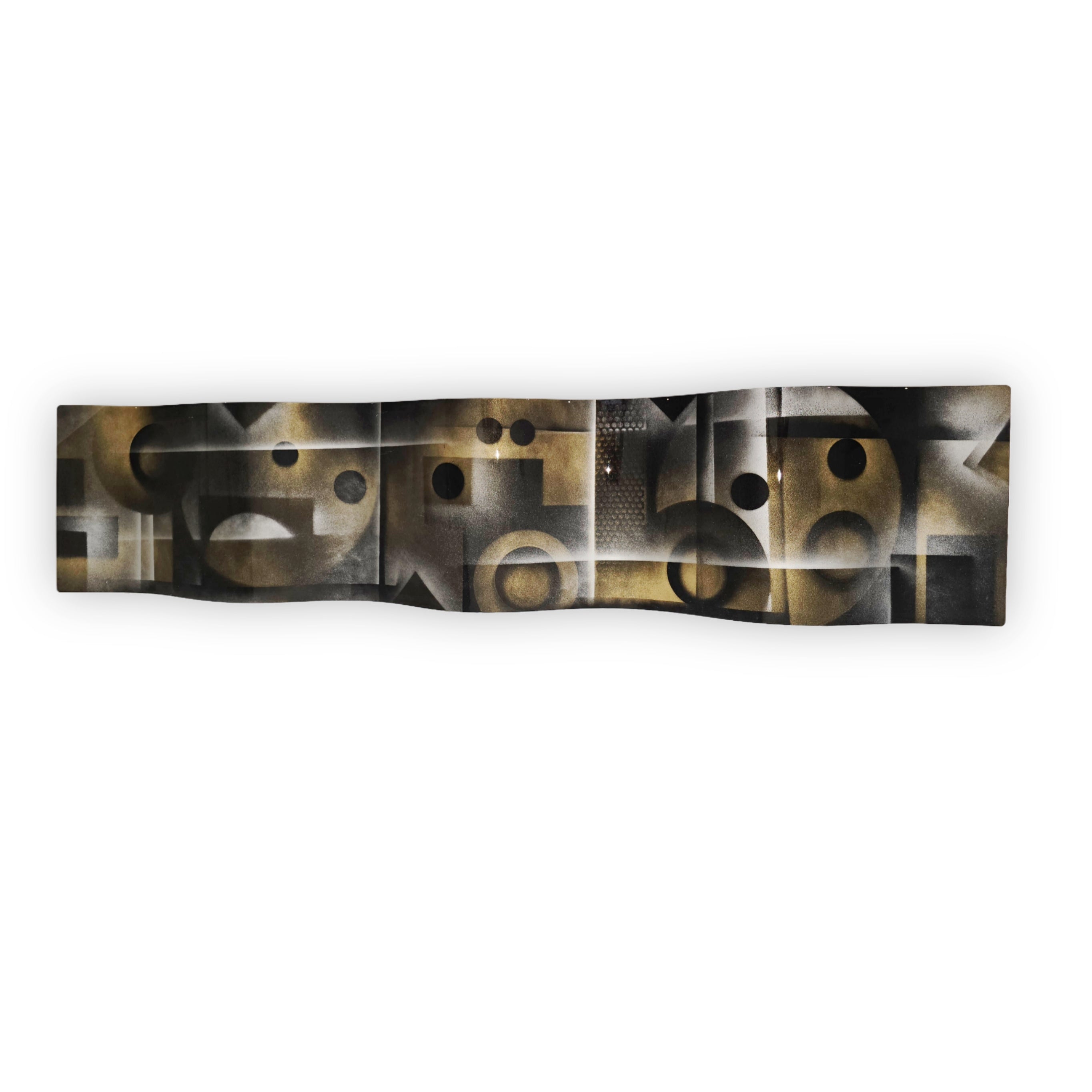 Geometric Shadows - Metal Wave Art 10"x46"