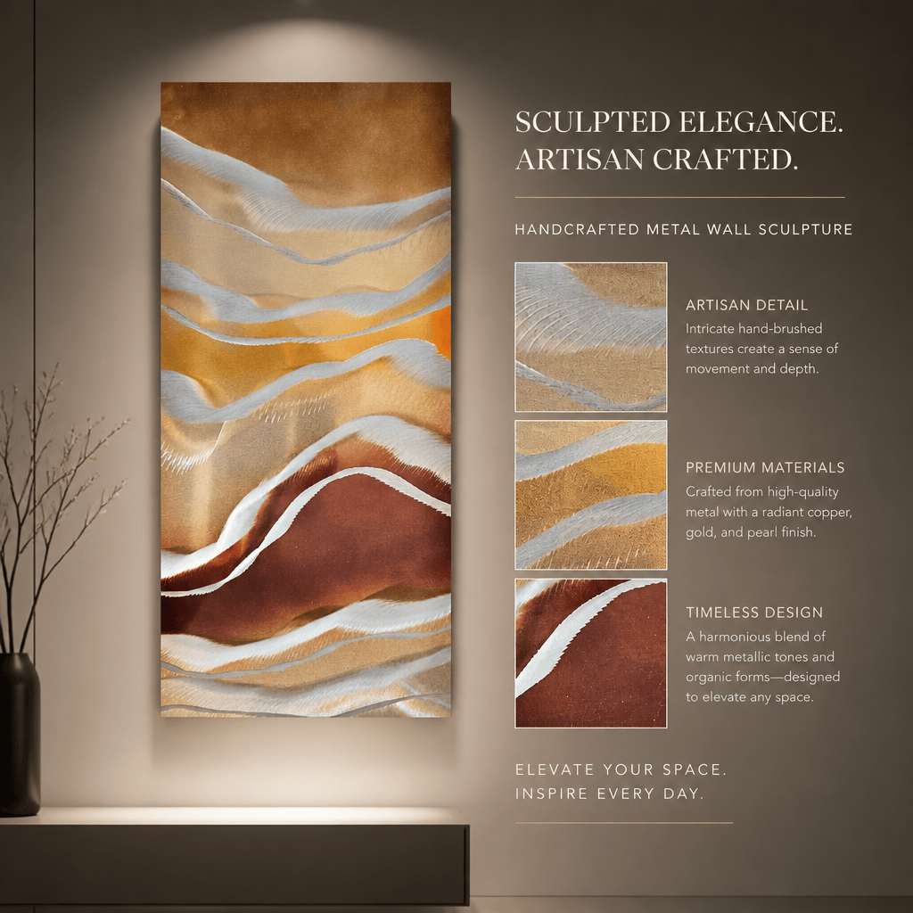 The Amber Drift - Metal Wall Art 12"x24"